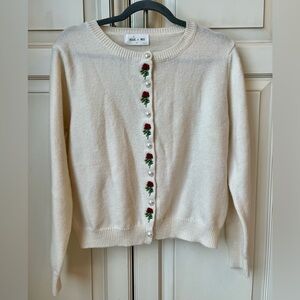 Indie + Moi NWT cardigan. Rose embroidery and pearl-like buttons.